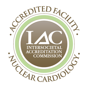 A seal reads: "IAC, Intersocietal Accreditation Commission, Accredited Facility, Nuclear Cardiology."