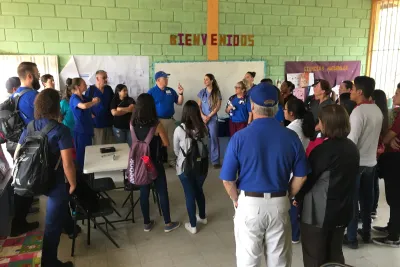 Mission team meeting before clinic day