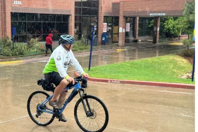 Mark Scotch riding to AdventHealth Porter