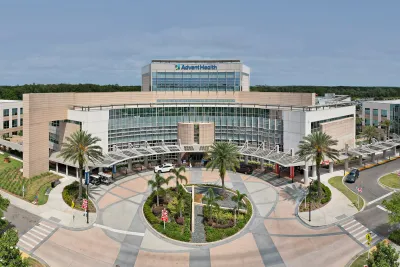 A panoramic view of the AdventHealth Wesley Chapel building