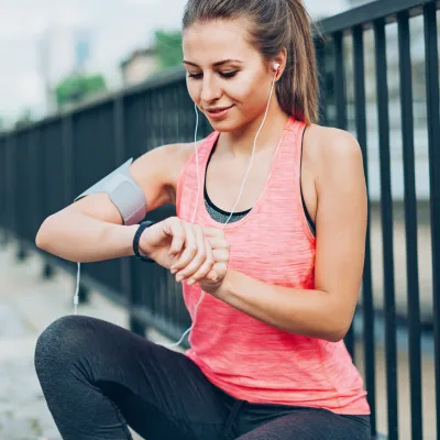 Woman preparing to go running