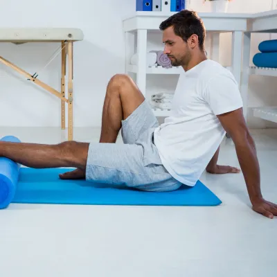 Man having physical therapy on his foot