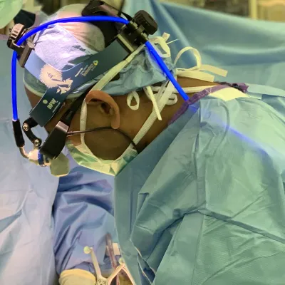  Dr. Patel’s iSight technology overlays critical data onto the glasses and is lighter and more comfortable for surgeons.