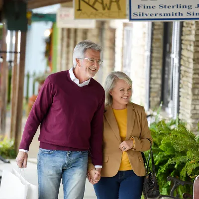 Couple happily shopping.