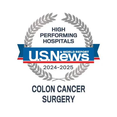 AdventHealth Orlando is recognized by U.S. News & World Report as a nationally rated leader in Colon Cancer Surgery.