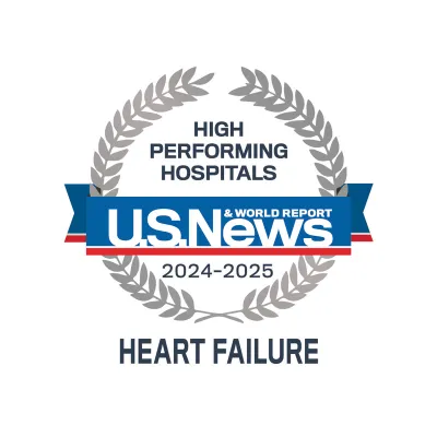 AdventHealth Orlando is recognized by U.S. News & World Report as a nationally rated leader in Heart Failure.