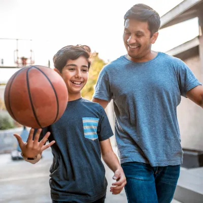 Father Son Playing Basketball