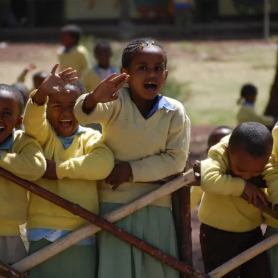 Group of Kids Waving