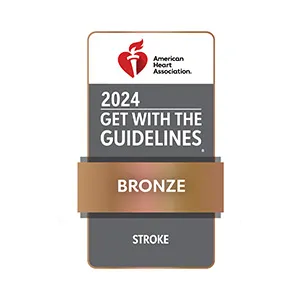 American Heart Association 2024 Get with the Guidelines bronze for stroke.