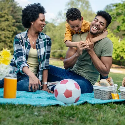 A family enjoying a picnic.