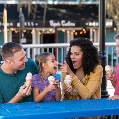 Family eating ice cream