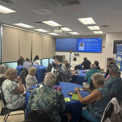 Dr. Apas Aggarwal, AdventHealth Heart of Florida Cardiac Rehab Medical Director, thanked the 15 current and former patients and their loved ones who attended the first ever Cardiac Warriors luncheon.