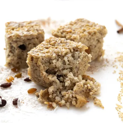 Three squares of millet-rice pudding