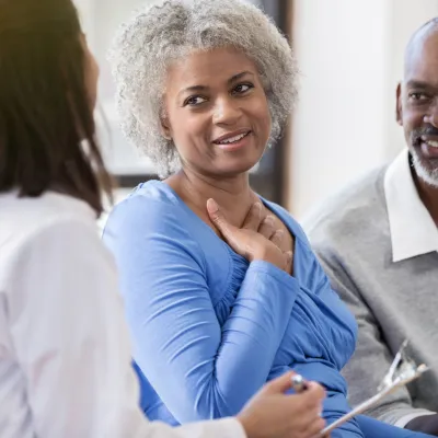 Couple learning they've been matched with a donor