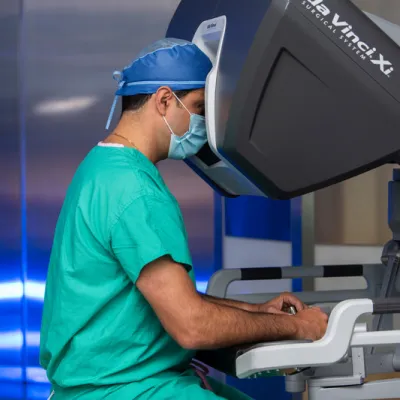 Doctor using robotic surgery