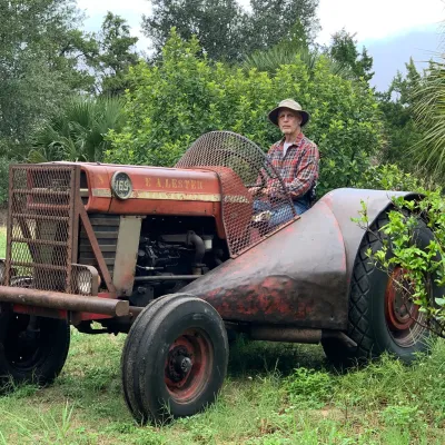 Roy Lester on his tractor.