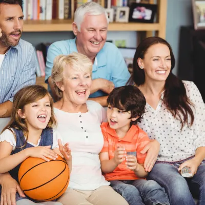 family watching a game