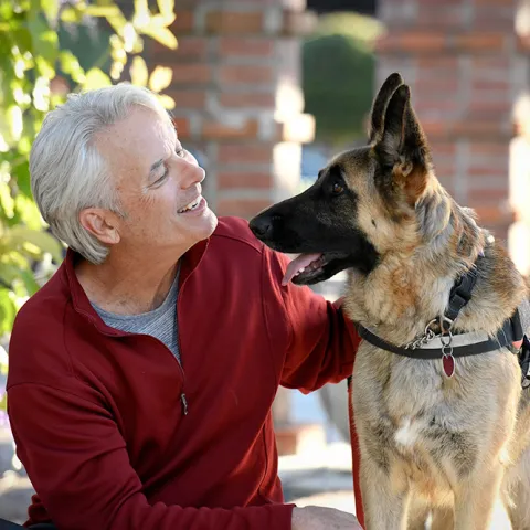 Senior with his dog