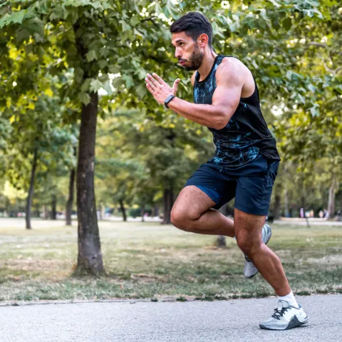 Man running on trail