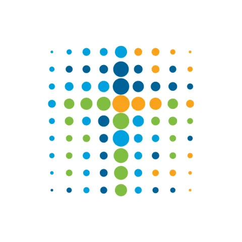 AdventHealth Mission Fit Image - Resembles cross made out of multi colored circles