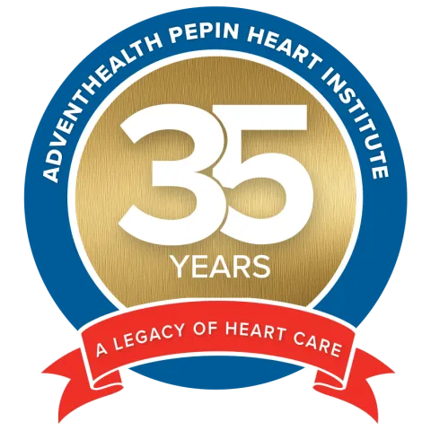 AdventHealth Pepin Heart Institute 35 Years Anniversary logo.