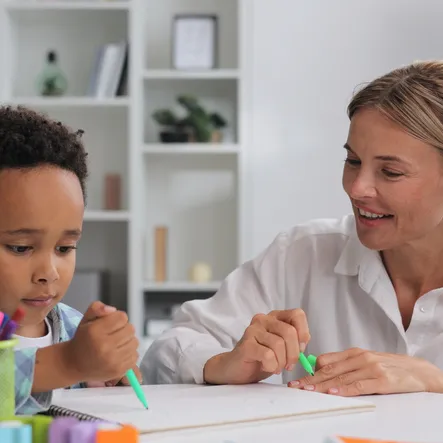 young-boy-coloring-adult-woman