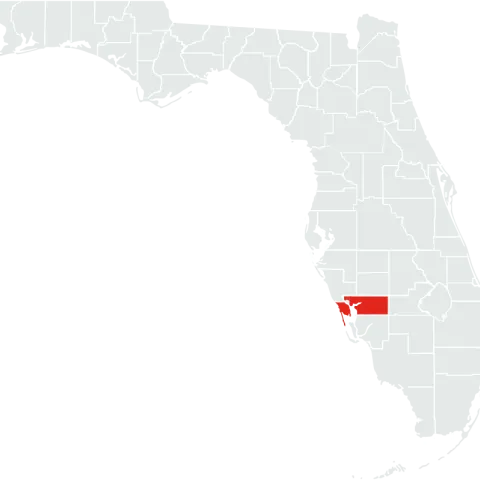 A map of Florida, highlighting Charlotte County