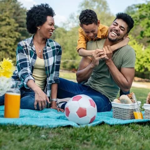 A family enjoying a picnic.