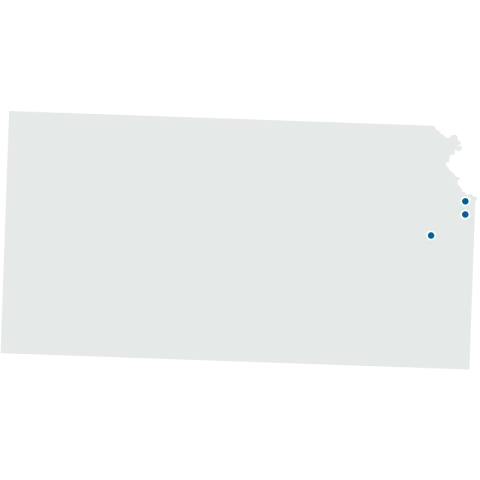 map of kansas with points where AdventHealth Hospitals are