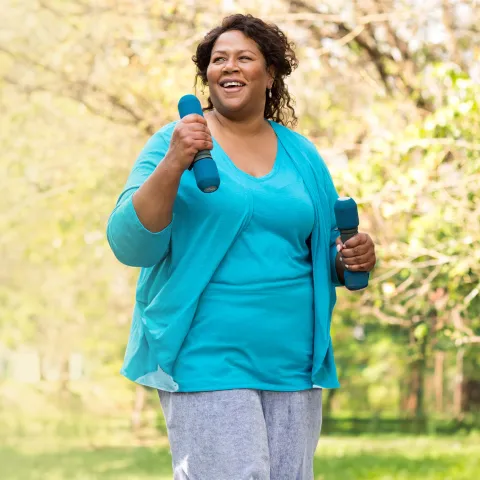 Bariatrics Woman Walking with weights