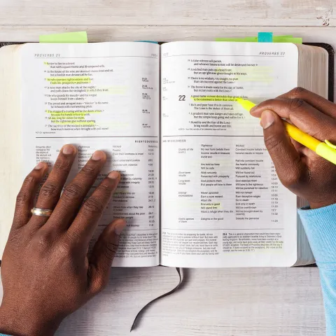 A man studying the bible.