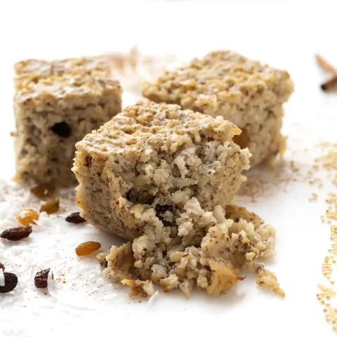 Three squares of millet-rice pudding