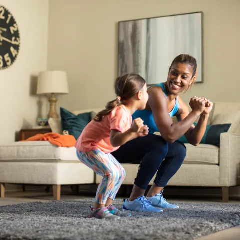 Working out with mom in the morning.