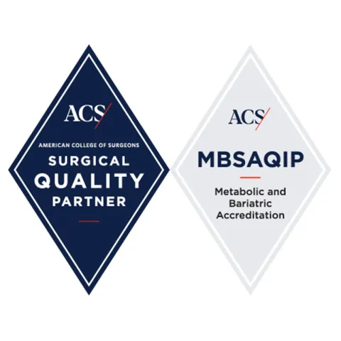 American College of Surgeons Surgical Quality Partner and Metabolic and Bariatric Accreditation badges.