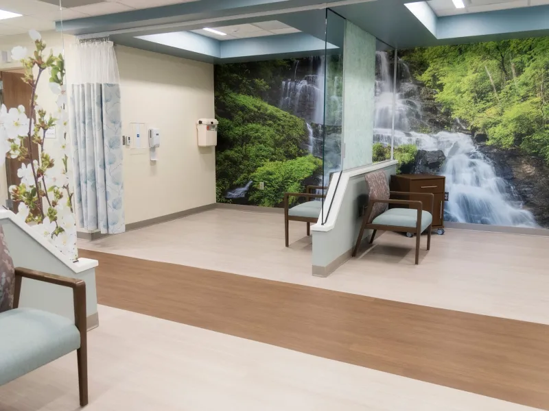 One of the patient lobbies at AdventHealth Gordon