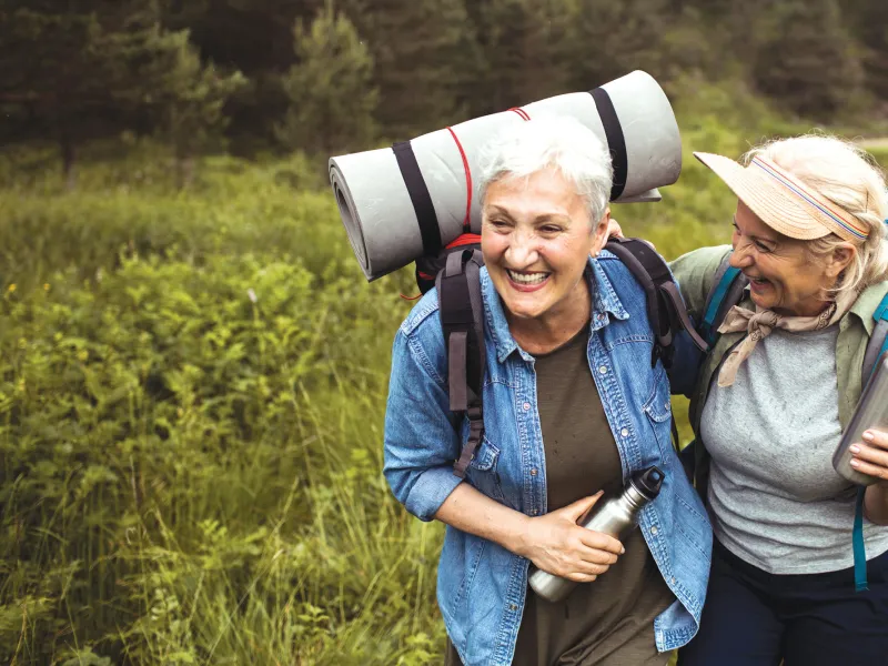 Friends hiking in the Blue Ridge Mountains.