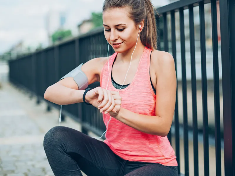 Woman preparing to go running