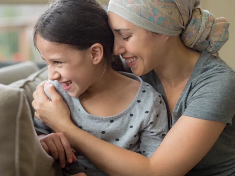 Woman with cancer and her daughter