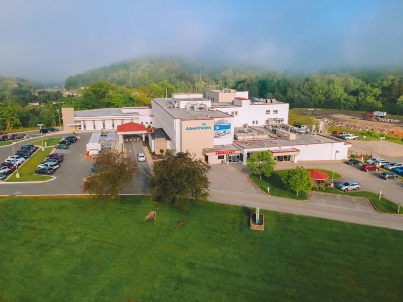 A full view of AdventHealth Manchester's ER building
