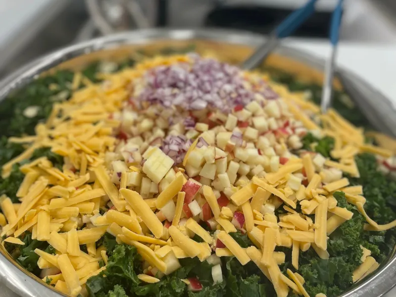 Kale, apple, cheddar salad