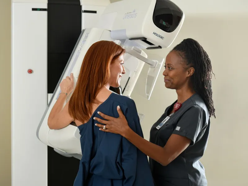 Patient and nurse mammogram