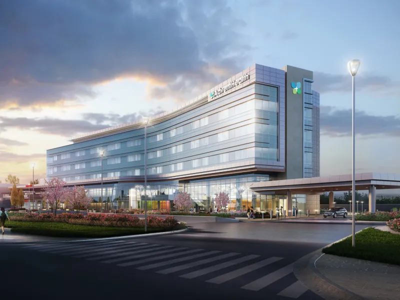 AdventHealth Lenexa City Center Main Entrance at Night