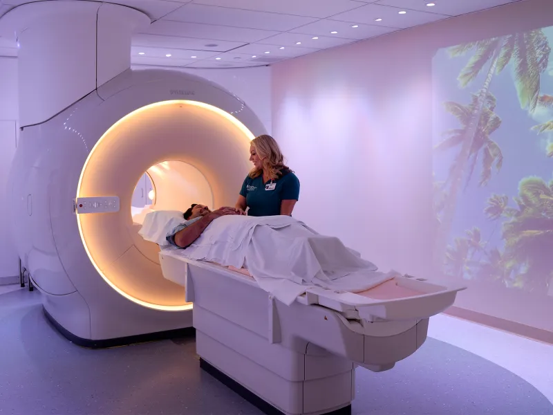 Our MRI rooms offer a mural projection of your choice.