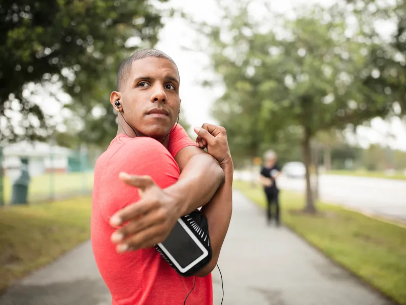 Man stretching before a run.