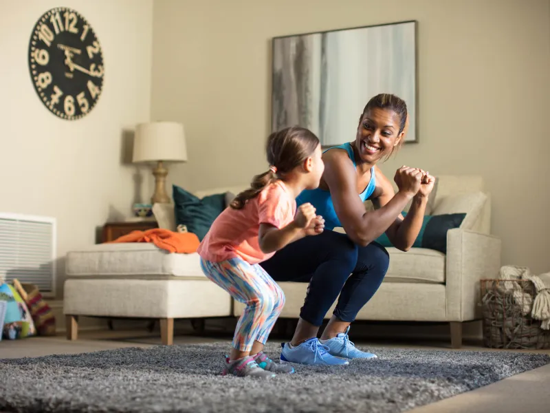 Working out with mom in the morning.
