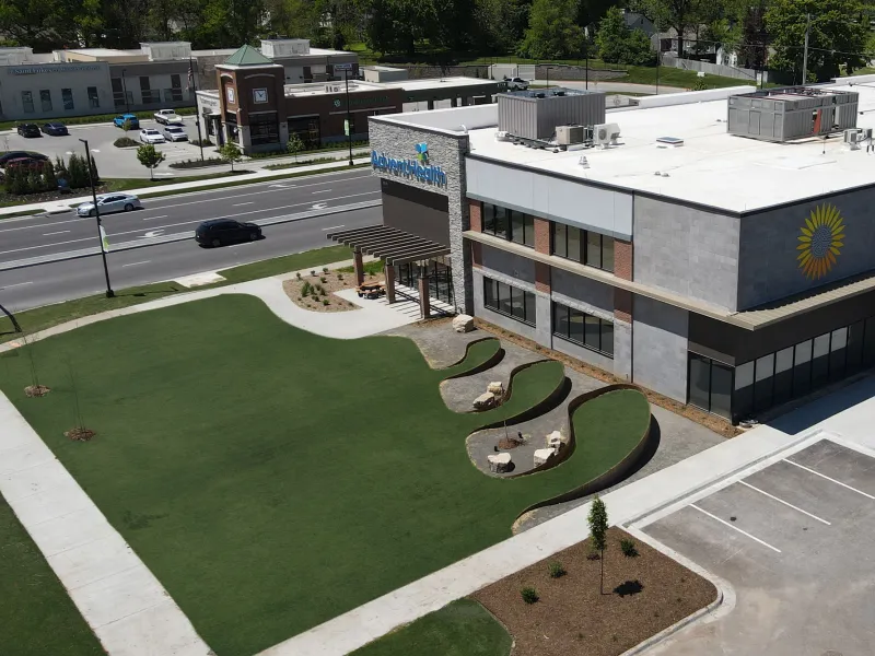 Aerial view of AdventHealth Imaging Center Roeland Park.