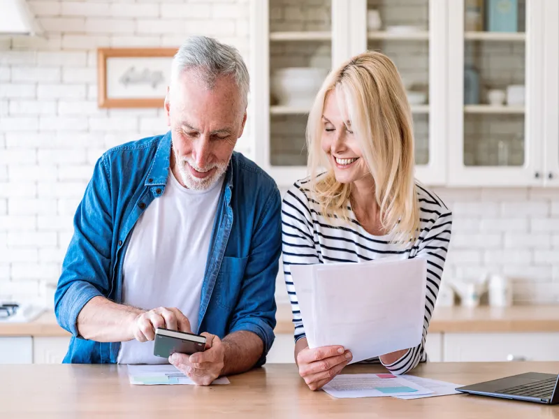 Man and woman discussing finances