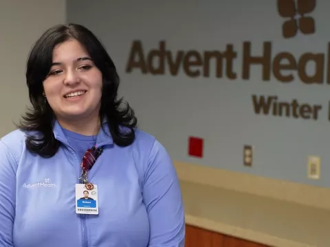 Barbara Fernandez Vazquez, a nationally registered emergency medical technician and a patient care technician at AdventHealth Winter Park.