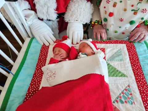 Twins with Santa and Mrs. Claus