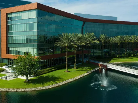 The window side of the AdventHealth Corporate building during the day